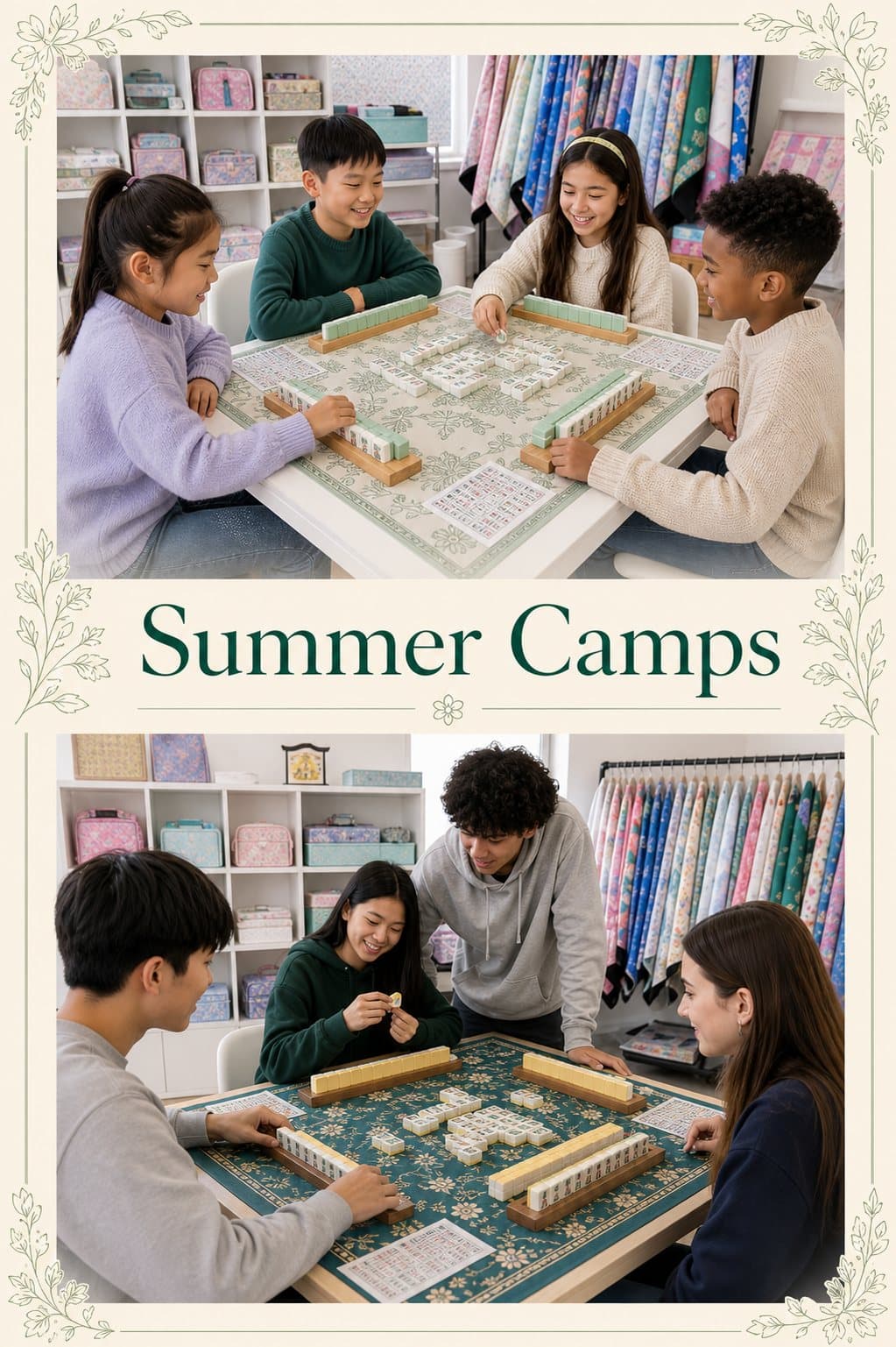 Kids and teens playing Mahjong at The Mahjong Studio